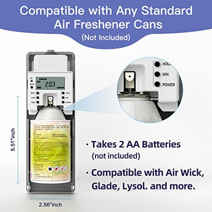 SVAVO Automatic LCD Fragrance Dispenser - Wall Mount/Free Standing ABS Auto Air Freshener Dispenser Programmable Aerosol Spray Perfume Dispenser (Grey, LCD)