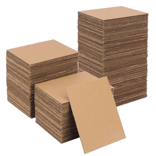 200 Pack 3.5"x 4.5" Corrugated Cardboard Sheets, Flat Cardboard Layer Pads 2 mm Thickness, Flexible Packaging Inserts for Shipping, Mailing, and Crafts, by IHDYPPEW - size: 200 Pack 3.5"x 4.5" brown