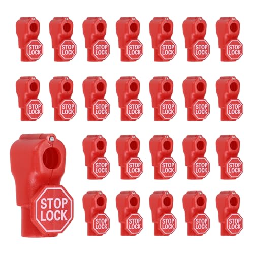 50Pcs Peg Hook Locks (8mm) PC Magnet Anti-Theft Pegboard Display Hook Locks Security Red Stop Tools, Fits Retail Shop/Shopping Center/Garage Tools, Red - color: Red, size: 8mm