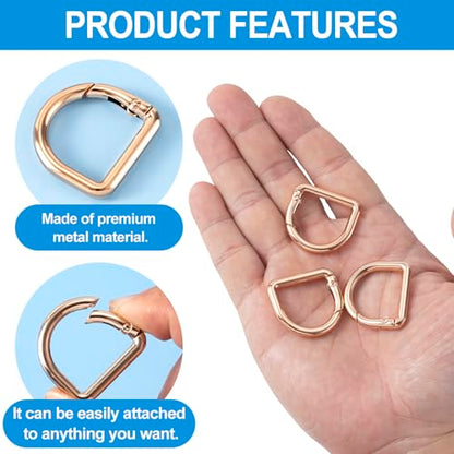 HINZIC D Ring Spring Key Hooks Keyring Clip Buckles Clasp Clamps for Belt Backpacks Handbag Purse Strap - color: 4pcs Gold