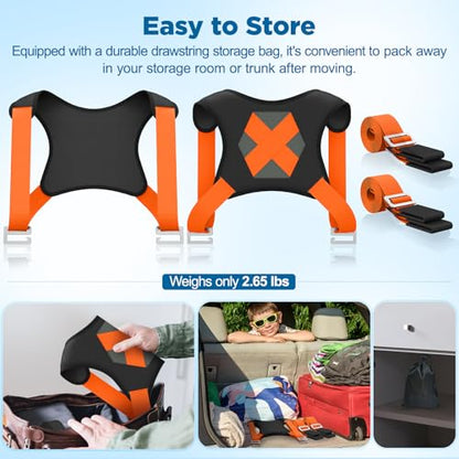 NOCOEX Lifting Straps Moving 2-Person: Shoulder Lifting and Moving System - color: Orange