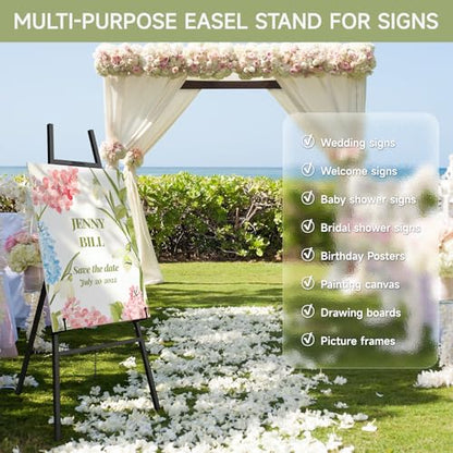 Easel Stand for Sign, Black Metal Display Easel for Wedding & Posters
