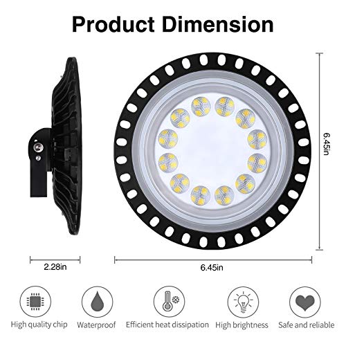10 PACKS 50W UFO LED High Bay Light, 5000LM Commercial Bay Lighting Daylight 6500K, IP65 Waterproof LED Commercial Bay Light, LED Warehouse Light Shop Light Garage Light - color: 10 Packs, size: 50watt