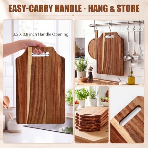 Roshtia 6 Pcs Wooden Cutting Boards 14x10'' Acacia Chopping Board, Retro - style: Retro