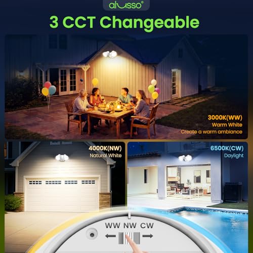 ALUSSO Dusk to Dawn Outdoor Lighting 30W 3500LM 3CCT 3000K/4000K/6500K 120V - color: White Dusk to Dawn 30W