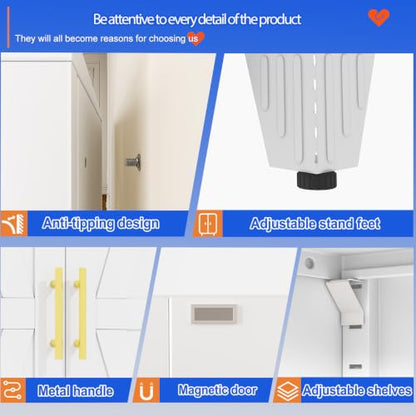 GAIOUS 61" Tall Kitchen Pantry Cabinet,Metal Storage Cabinet White Cupboard - color: White, size: 13.78"D x 27.55"W x 61"H