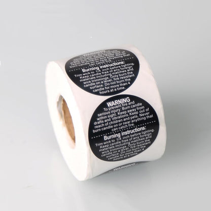 UPSTORE 500 PCS 1.5 inch Black Round Candle Warning Labels - color: Black