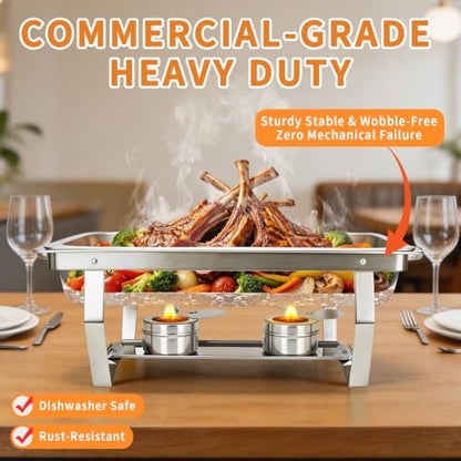 9QT Rectangular Chafing Dishes for Buffet, Chafers and Buffet Warmers Sets - color: Silver, size: Rectangular
