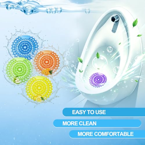 40 Packs Urinal screens deodorizer,3D anti-splash odor protection urinal cakes for men bathroom，toilet splash guard for men，five scents urinal mats (40)