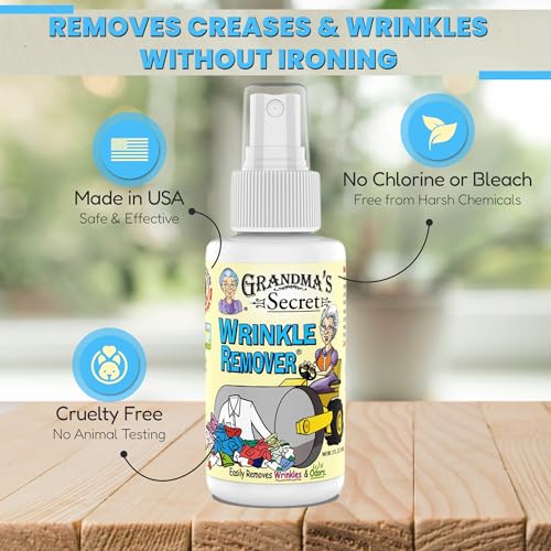Grandma's Secret Wrinkle Remover - Wrinkle Release Spray, Odor Eliminator, and Fabric Refresher Spray - Chlorine and Bleach Free - 16 oz & 3 oz Travel Size Combo - size: Combo Pack, style: Wrinkle Remover