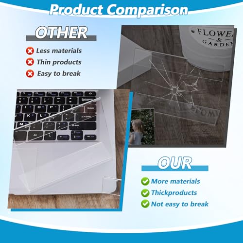 48 Pcs Small Acrylic Sign Holder 3.5"x2.4", Mini Acrylic Food Sign Labels for Party Buffet, Retail Price Display Holder, Clear Plastic Table Counter Top Stand for Place Cards, Name Card, Wedding Signs
