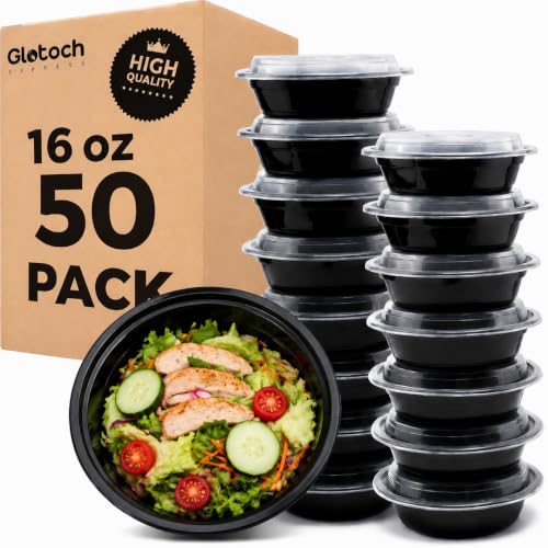 Glotoch Reusable Round Meal Prep Containers Bowls with Lids, 16 oz, 50 Pack - color: 16OZ-50Pack