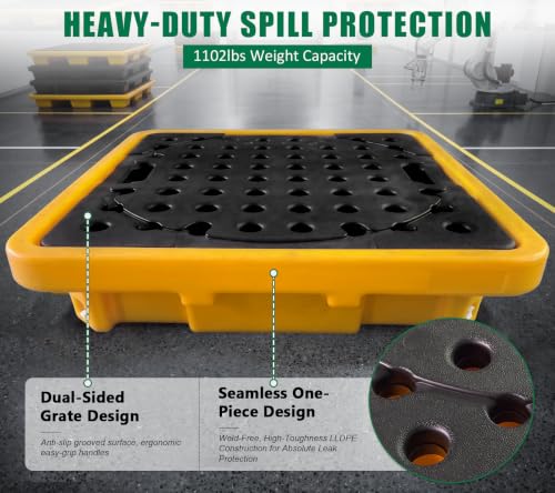 3 Pcs 1 Drum Spill Modular Platform with Drain 11.35 Gallon Sump - size: 1 Drum