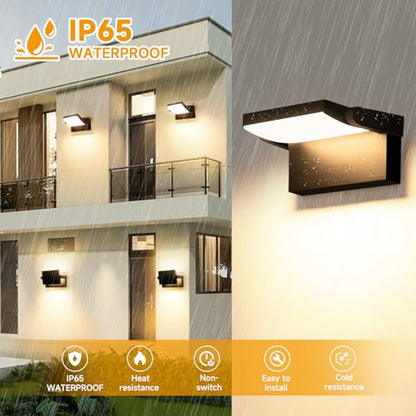 40W Outdoor LED Wall Light with 350° Rotatable Panel - color: 1/40w/3000k/Black