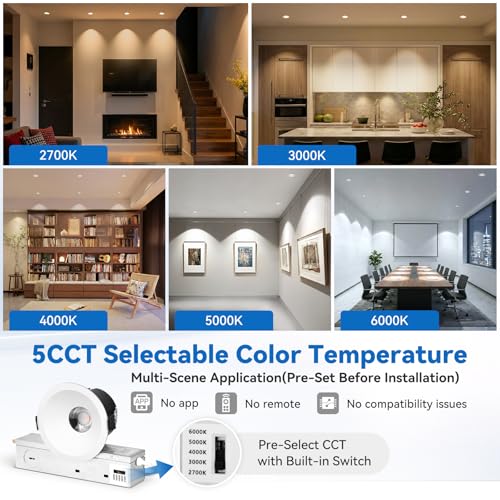 CycevSun 3 Inch Deep Anti-Glare COB LED Recessed Lights Spotlight, 6-Pack - color: White, size: 3 Inch