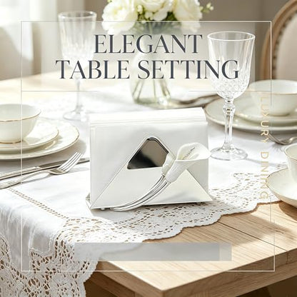 Napkin Holder for Table, Upright Paper Dispenser with Lily (silvery),wedding gift - color: Silver