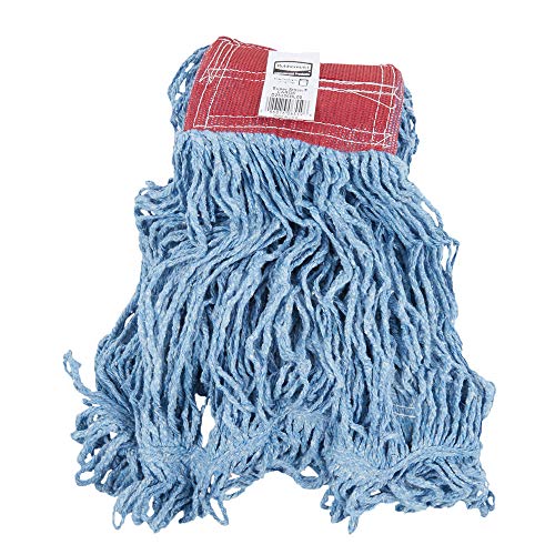 Rubbermaid Commercial Products Super Stitch Large 24 OZ Blend Wet Mop, 5" Headband, Blue, for General Purpose Cleaning of Hard Floors Including Hardwood/Tile/Concrete