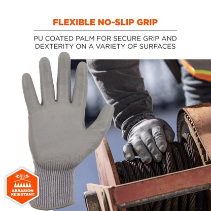 Ergodyne 7024 Cut Resistant Work Gloves, ANSI A2, PU Coated Palms for Flexible No Slip Grip, Abrasion Resistant, Touchscreen - size: XX-Large