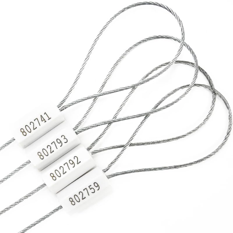 20pcs Security Marking Cable Seals Tamper Proof Steel Wire Seal Numbered Shipping Seals Disposable Pull Tight Self-Locking Cable Seal Truck, Trailers, Cargo, Containers Seal Ties Straps (White, 20pcs) - color: White, size: 20pcs