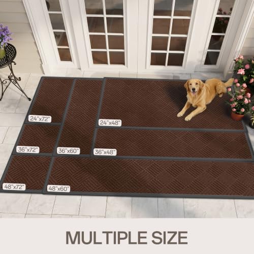Amyracel Front Door Mat 2'x6', Heavy Duty Waterproof Commercial Floor Mat - color: Brown Diamond, size: 2' x 6'(Rectangular)