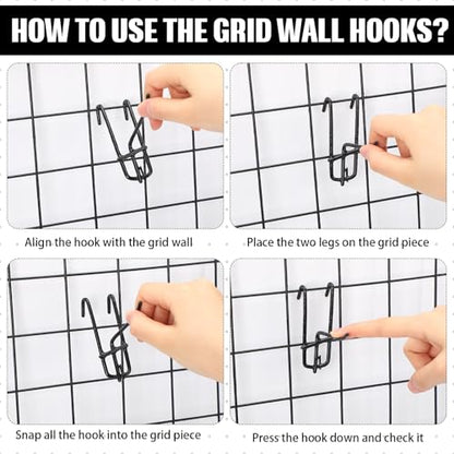 Moxweyeni 25 Pack Grid Wall Hooks, 2 Inch Black Gridwall Hanger - color: Black, size: 2 Inch