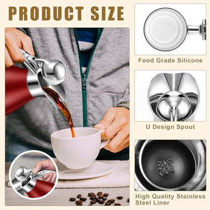 Uiifan 2 Pcs 68oz Thermal Coffee Carafe for Keeping Hot/Cold - color: Red