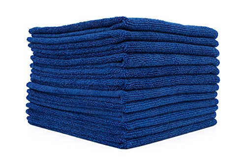 The Rag Company - All-Purpose Microfiber Terry Cleaning Towels - Commercial Grade, Highly Absorbent, Lint-Free, Streak-Free, Kitchens, Bathrooms, Offices, 300gsm, 12in x 12in, Royal Blue (12-Pack) - color: Royal Blue, size: 12in x 12in