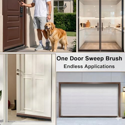 8 Sets Garage Door Brush Seal, 3" W x 39.37" L, Brown