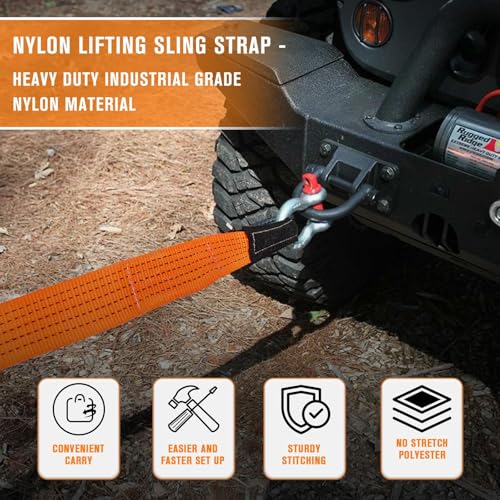 2 Pcs 2" x 10FT Heavy Duty Nylon Lifting Slings and Straps