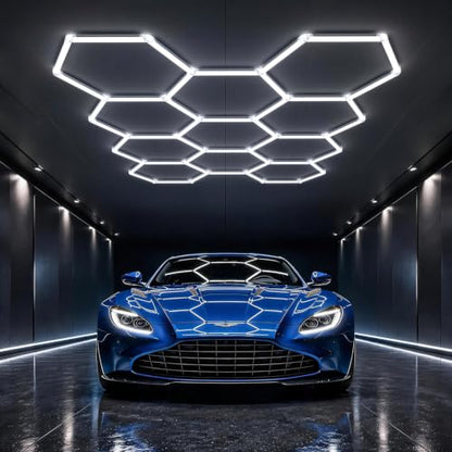 HYPERLITE Gen II Hexagon Garage Lights: 322W 32200LM 11 Grids Hexagon Led Light, 6500K Ultra Bright Honeycomb Hex Lights, Easy Install, Durable Design for Garage, Car Detailing, Workshops, Gym - size: 11 HEX