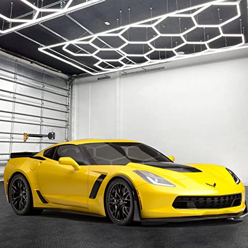 LZHOME Hexagon LED Garage Light: Ultra-Bright Hex Ceiling Lights, Hexagon led Lights for Garage Warehouse Workshop Gym Basement - size: 14 HEX+Border