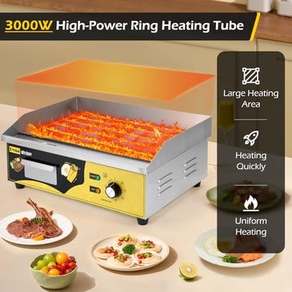 Dyna-Living Commercial Electric Griddle 22'' Stainless Steel Flat Top Grill - color: Stainless Steel