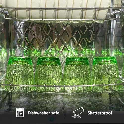 15-Ounce Plastic Tumblers (Set of 6), Reusable Plastic Mugs, BPA-Free Acrylic to Drink Mugs, Shatter Resistant, Textured Interior, Dishwasher Safe (Green, 15 Ounce) - color: Green, size: 15 Ounce
