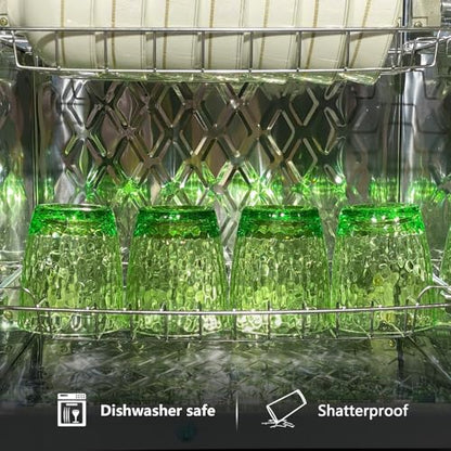 15-Ounce Plastic Tumblers (Set of 6), Reusable Plastic Mugs, BPA-Free Acrylic to Drink Mugs, Shatter Resistant, Textured Interior, Dishwasher Safe (Green, 15 Ounce) - color: Green, size: 15 Ounce