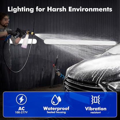 60W Led Vapor Tight Light Fixture, 7800LM 5000K Vapor Proof Light (150W Eq.) 100-277V IP65 Waterproof for Carports, Walk in Freezer, Boat Dock Areas,Warehouse,Car Wash, Garage