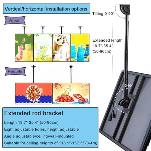 Wall Mounted LED Menu Light Box, 3D Slim Snap Frame Light Box Billboard, Restaurant Coffee Beverage Shop Display Board Sign, With Telescopic Rod (23.6"x31.5"/60cmx80cm) - size: 23.6"x31.5"/60cmx80cm