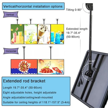Wall Mounted LED Menu Light Box, 3D Slim Snap Frame Light Box Billboard, Restaurant Coffee Beverage Shop Display Board Sign, With Telescopic Rod (19.7"x27.5"/50cmx70cm) - size: 19.7"x27.5"/50cmx70cm