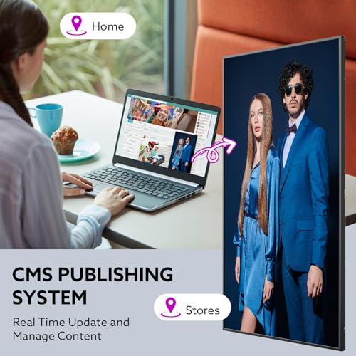 Digital Signage, 43 Inches Digital Signage Display, LED Screen High Brightness Advertising Display Kiosk, High Brightness Android Vertical Horizontal Poster with Content Management System - size: 43 Inches
