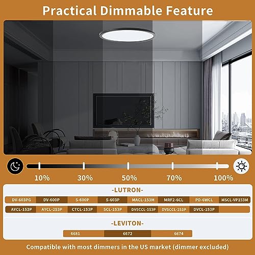 6-Pack 12Inch LED Ceiling Lights Flush Mount Black 3200LM, Dimmable Ceiling Light Fixtures, 3000K 4500K 6000K CCT, 24W Super Slim Low Profile Modern Ceiling Light for Bedroom Bathroom Hallway Kitchen - color: Black, size: 6 Packs