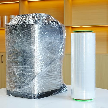 2 Pack Clear Stretch Film Industrial Strength 12'' x 1000 feet 80 Gauge with Plastic Handle, Clear Wrapping Shrink, Durable Self-Adhering Plastic Wrap for Moving, Shipping CHUANGSEED - color: Clear, size: 2 Pack