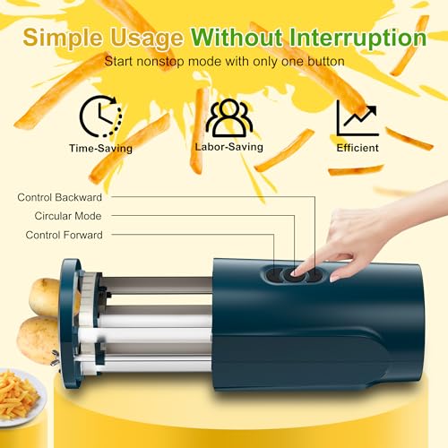SIXRARI Electric French Fry Cutter, Automatic Potato Cutter Stainless Steel with 1/2 & 3/8 Inch Blade, Commercial and Household Potato Slicer, Vegetable Cutter, Use for Carrot Apple - color: Green