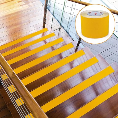 BOMEI PACK Anti Slip Traction Tape,4 Inch x 33 Ft,Heavy Duty Non Slip Tape,Grip Tape for Stairs, Tread Step, Indoor & Outdoor Use,Waterproof Stairs Non Skid Treads (Yellow) - color: Yellow