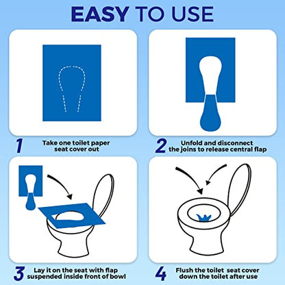 YGDZ Toilet Seat Covers Disposable (110 pack), XL Flushable Toilet Seat Covers Travel Paper Toilet Seat Cover for Kids Potty Training, Adults, Biodegradable Travel Essential Accessories for Airplane - size: B-XL Size