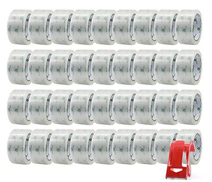 BOMEI PACK 36 Rolls No Noise Silent Clear Packing Tape with Free Dispenser, 2.4mil x1.88 x 55 Yard, Quiet Packing Tape, Heavy Duty Packaging Tape for Moving, Shipping, Office and Storage - size: 36PACK: 2.4mil*1.88inch*55yds