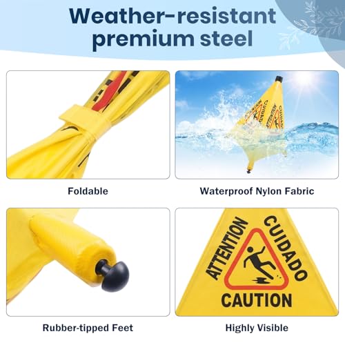 2 Pack Caution Wet Floor Signs, 20" Pop Up Slippery When Wet Sign - color: Yellow
