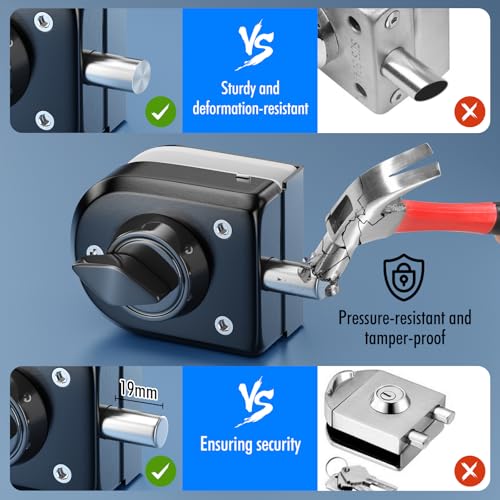Ranbo No-Drill Keyless Glass Door Lock, Floor Lock for Frameless Glass - color: LE-70A Brushed Black