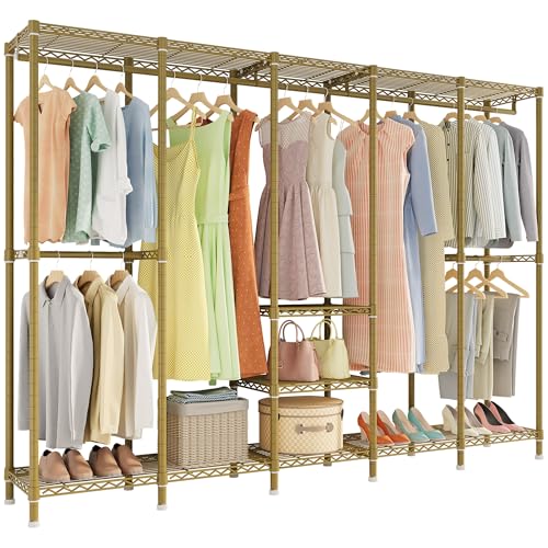 Higeego H5 Heavy Duty Clothes Rack, Freestanding Clothing Rack, Gold - color: Gold