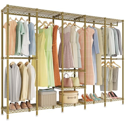 Higeego H5 Heavy Duty Clothes Rack, Freestanding Clothing Rack, Gold - color: Gold