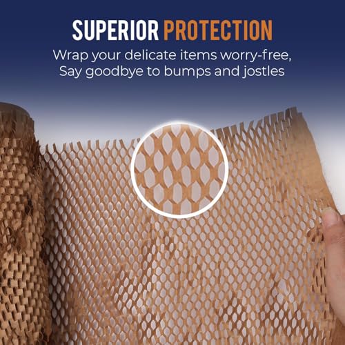 Honeycomb Packing Paper For Moving 12" x 150ft With Rope & Fragile Stickers - size: 12" x 150ft