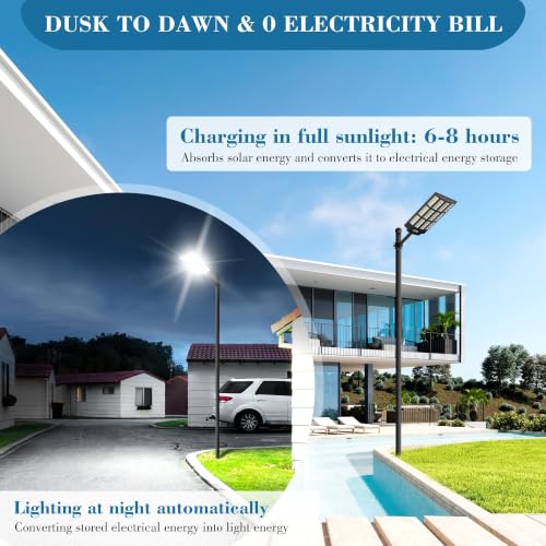 OKPRO Solar Street Light Outdoor, IP66 Waterproof Solar Lights Outdoor - size: 15000-1P